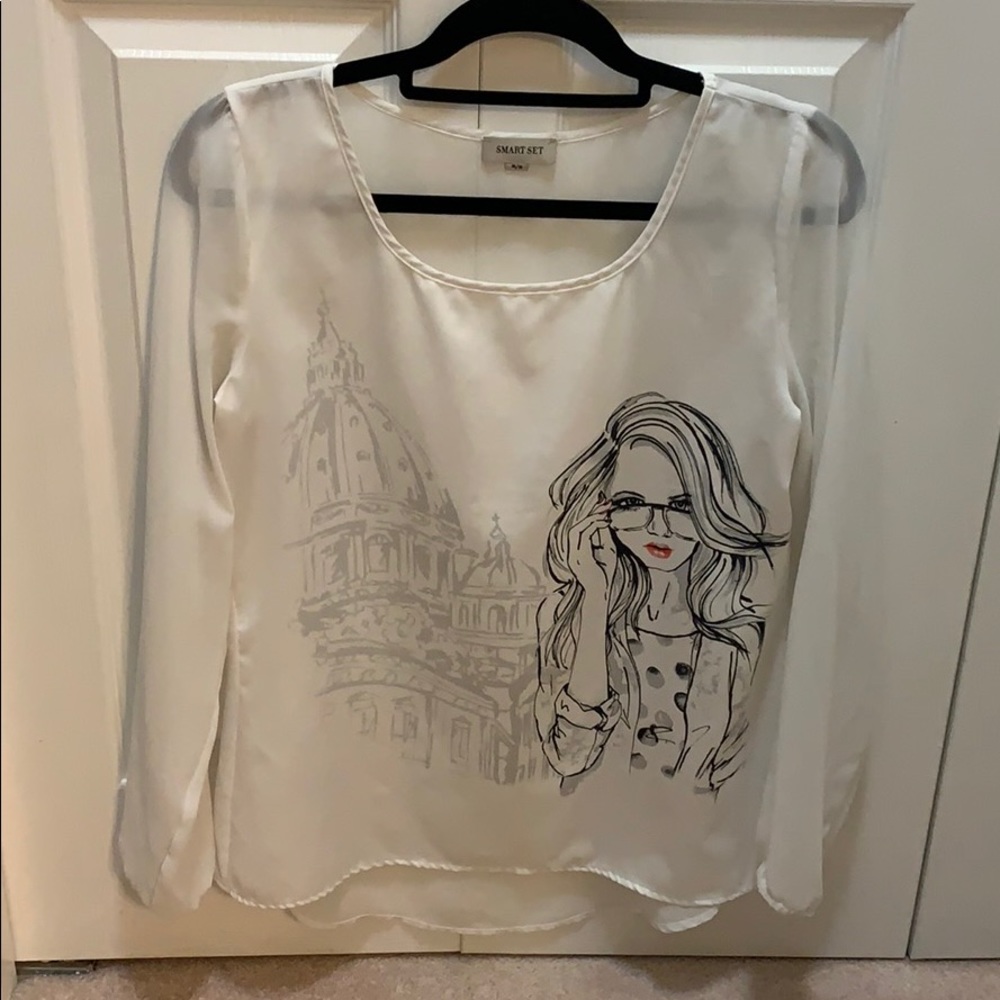 Blouse with female design.